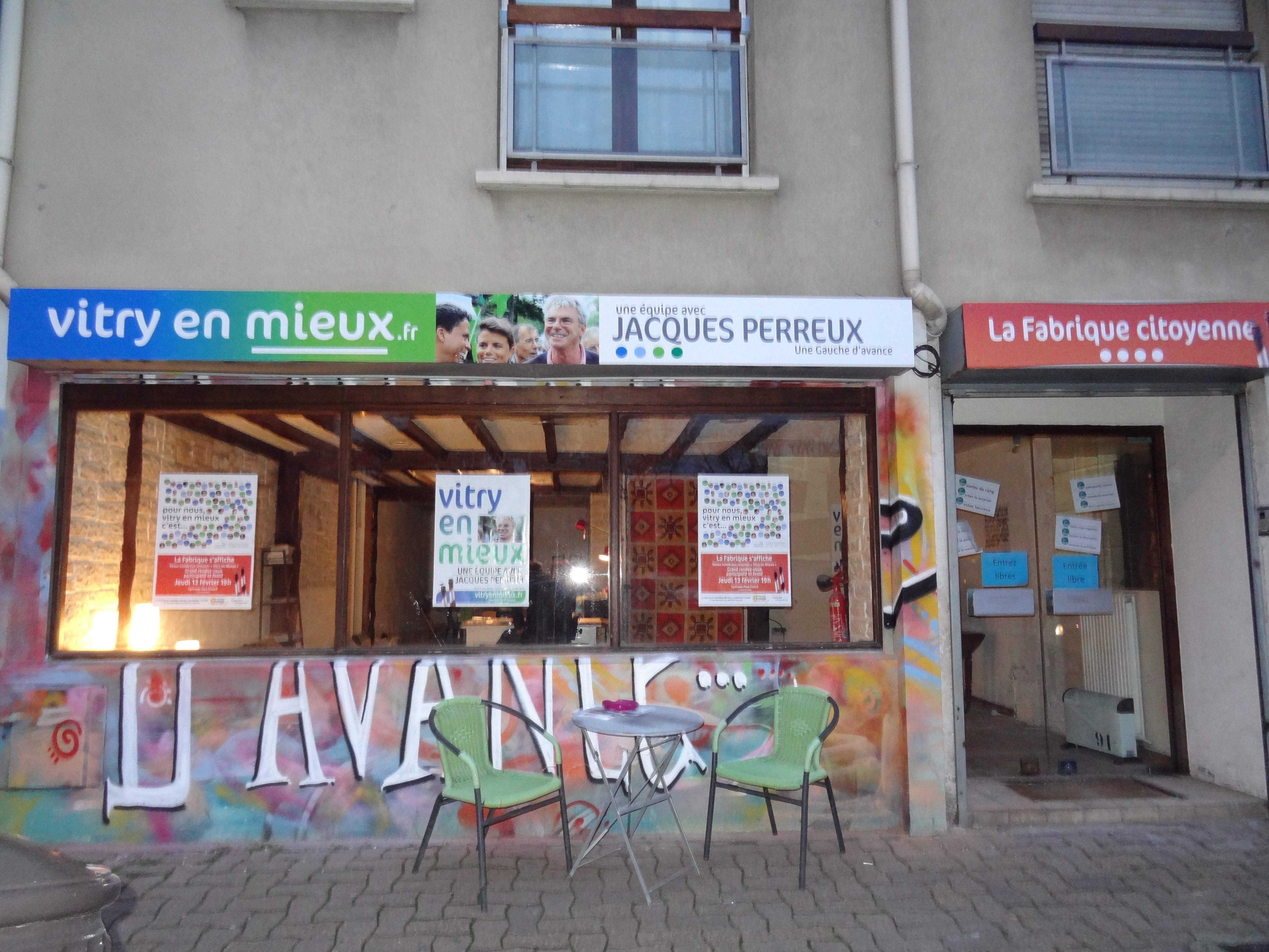 94 avenue PV Couturier, Le local de la liste Vitry en mieux pour les élections municipales 2014